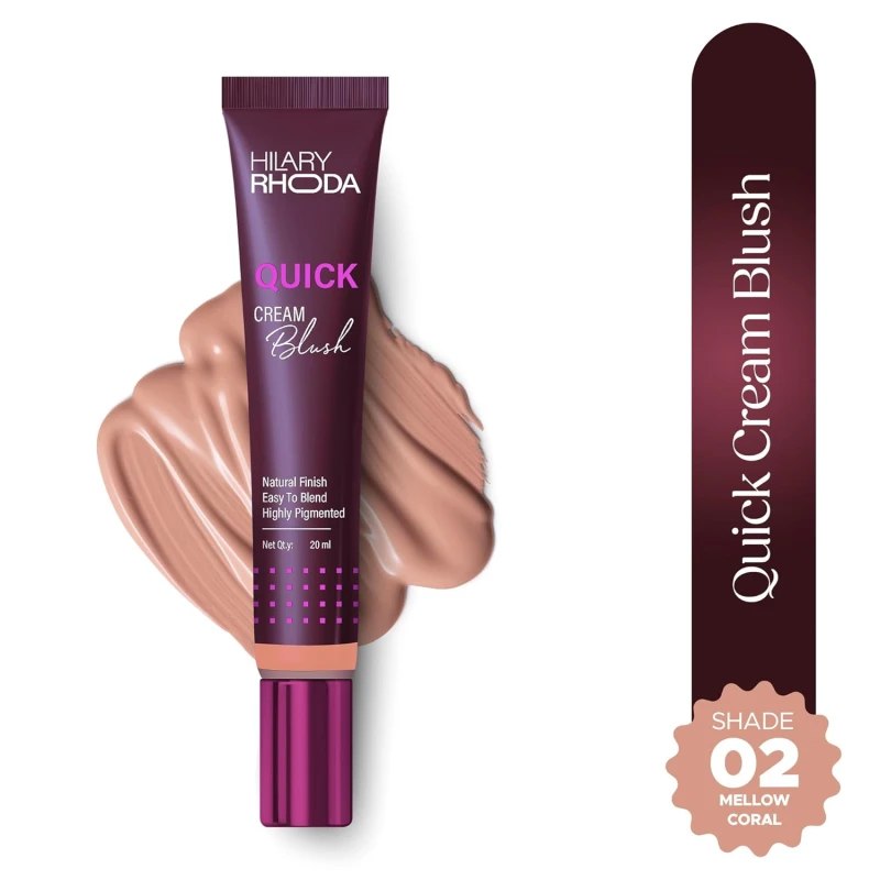 Hilary Rhoda Quick Cream Blush | Mellow | Long-Lasting & Buildable Liquid Blush | Highly Pigmented | Lightweight & Easy to Blend | For All Skin Types | (Mellow Coral) - 20ml thumbnail 2